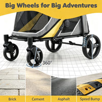 220LBS Large Capacity Dog Stroller, Foldable Pet Stroller with 360 Swivel Shock-Absorbing Wheels, One-Click Brake & Retr