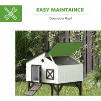 Chicken Coop Hen House with Nesting Box, Elevated Rabbit Hutch with Ramp, Asphalt Openable Roof and Elevated Legs