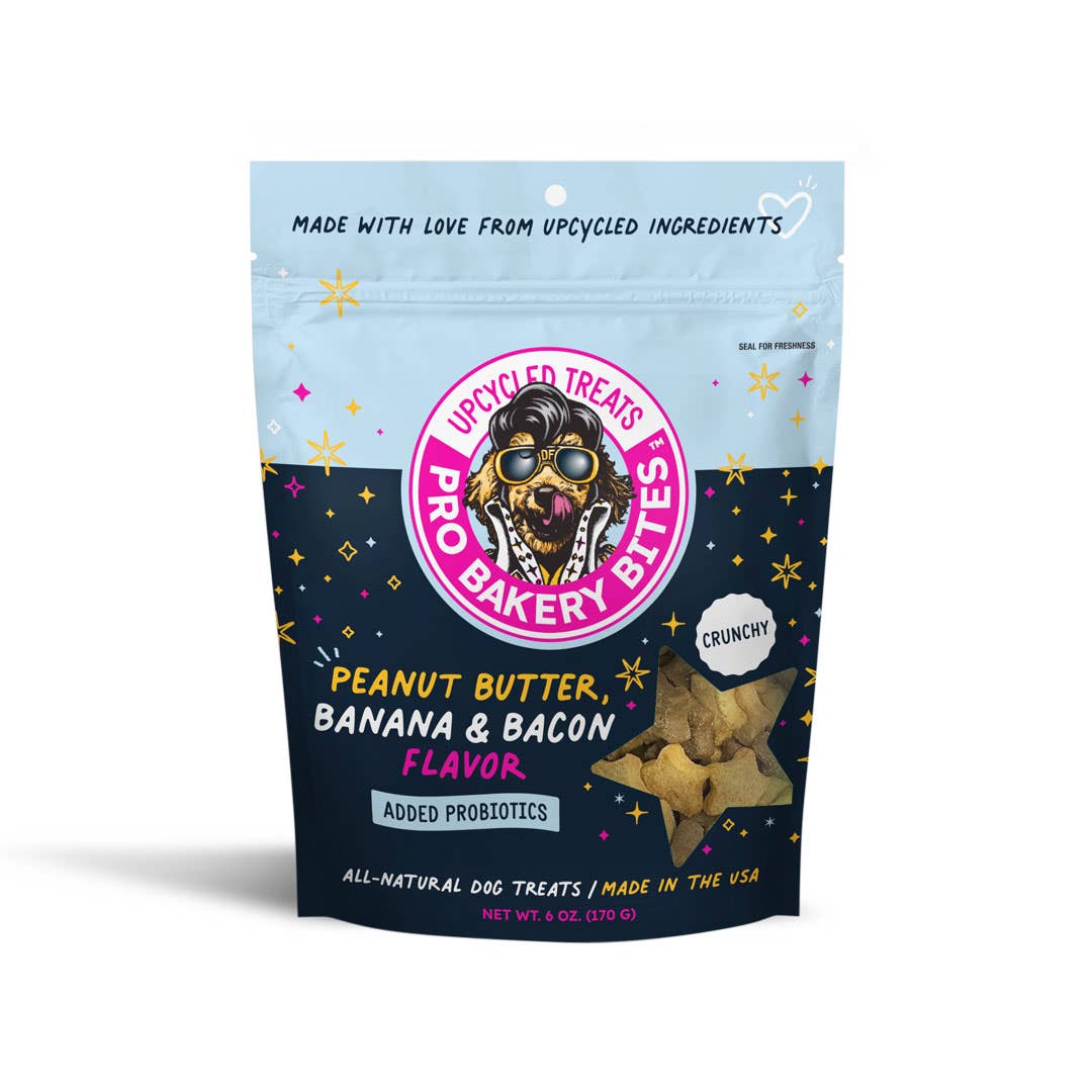 Pro Bakery Bites Peanut Butter, Banana & Bacon Dog Treats, 6 oz, Pack of 24