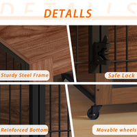 27.2" Dog Crate Furniture with Wheels for Small Dogs, Heavy Duty Dog Kennel Indoor with 2 Doors, Wooden Pet Cage End Tab