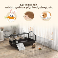 Small Animal Playpen Cage with Rolling Caster, Water Bottle 46.5"