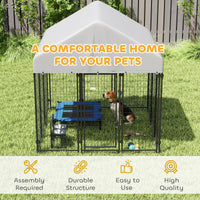 Outdoor Dog Kennel with Roof, 6 x 6 x 6 Heavy Duty Welded Wire Dog Playpen Enclosure with Escape-proof Lock
