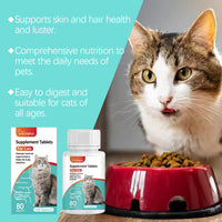 Cat Probiotic Supplement Tablets, Gut & Digestive Health Support With Vitamin B2 & Selenium, Immune, Skin & Vision Care,