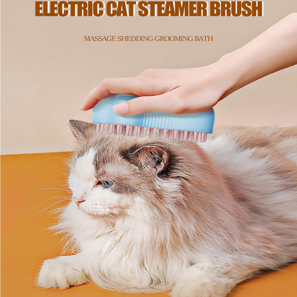 Rechargeable Steam Cat Brush, Cute Paw Shape Pet Steamer Grooming Brush With Soft Silicone Teeth For Dog Cat Massage, Sh