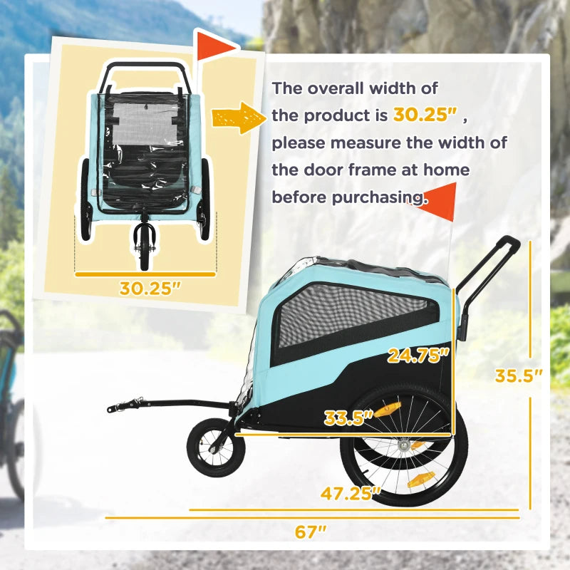 2-in-1 Dog Bike Trailer Pet Stroller Carrier For Large Dogs With Hitch, Quick-release Wheels, Foot Support, Pet Bicycle 