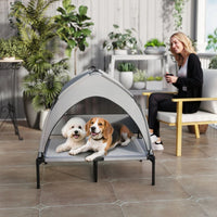 PawHut Elevated Dog Bed With Removable Canopy, Portable Outside Raised Pet Cot With Cooling Pad, Storage Bag