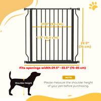 30"- 34" Easy Install Pet Gate w/ Door & Double Locking System, Extra Wide Dog Gate for Stairs, Hallways, Black