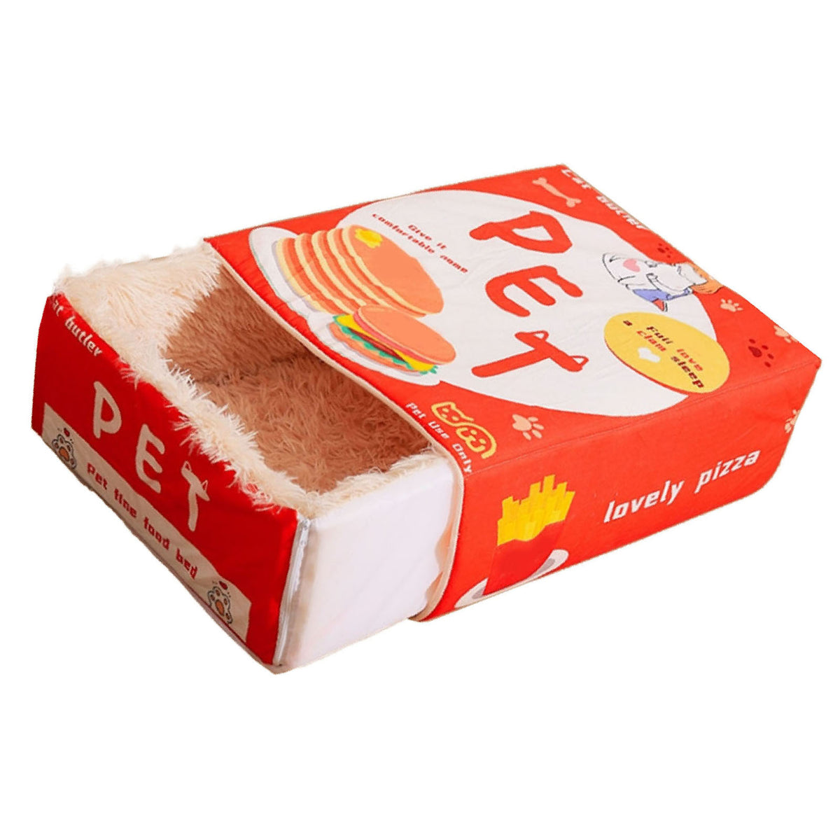 Snack Box Cat Bed Cartoon Rectangular Fully Enclosed Four Season Universal Multifunctional Soft Pet Bed For Home Travel 