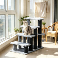 Cat Tree Tower with Cat Stair Steps, Scratching Post and Hanging Play Ball, for High Bed, Sofa, Indoor and Outdoor