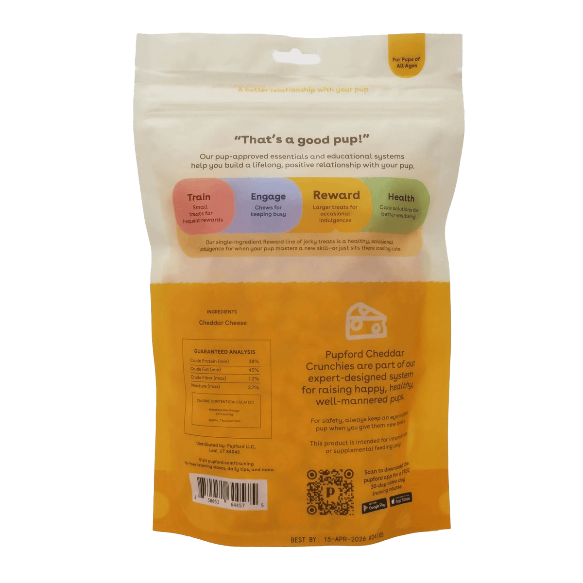 Pupford Cheddar Crunchies Dog Treats Made with Real Cheese, 7.5 oz, Pack of 10
