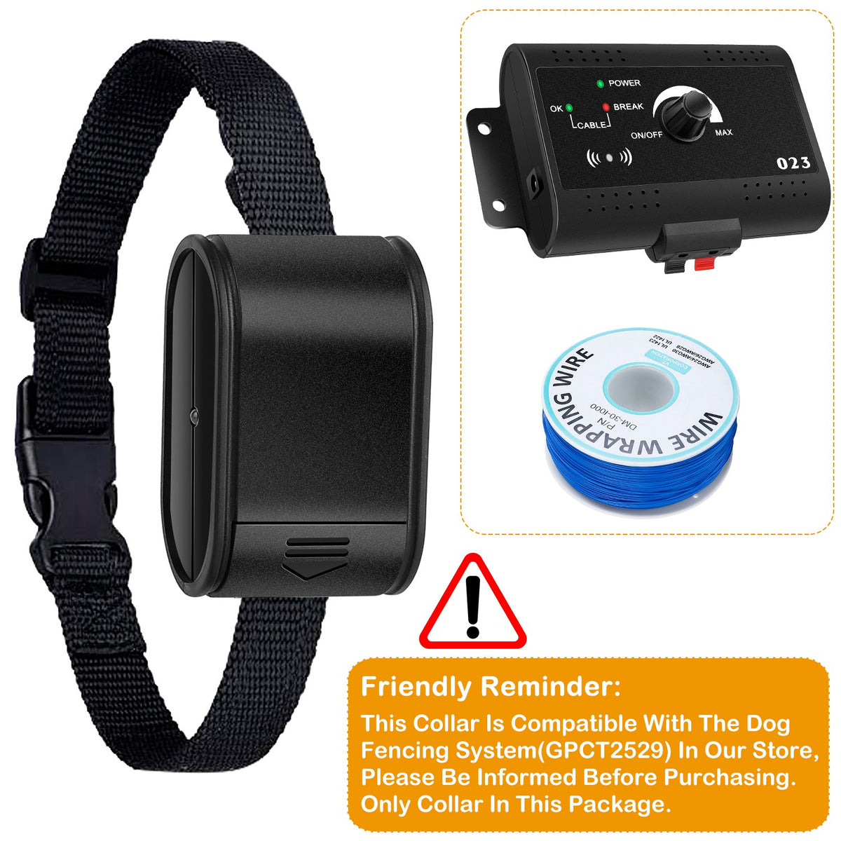 1Set Electric Dog Fence System Pet Tone Shock Boundary Containment Water Resistant Collar Receiver For Small Medium Larg