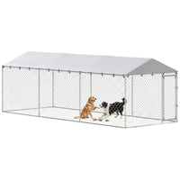20' X 7.5' X 6.5' Dog Kennel Outdoor For Small Medium Large Dogs With Waterproof Roof, SilverMultiple Packages