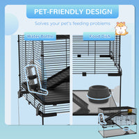 30" Hamster Cage, Gerbil Cage with Glass Basin for Small Hamsters, Black