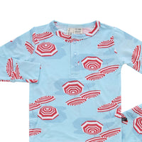 Amalfi Coast Red Beach Umbrella Two-Piece Set