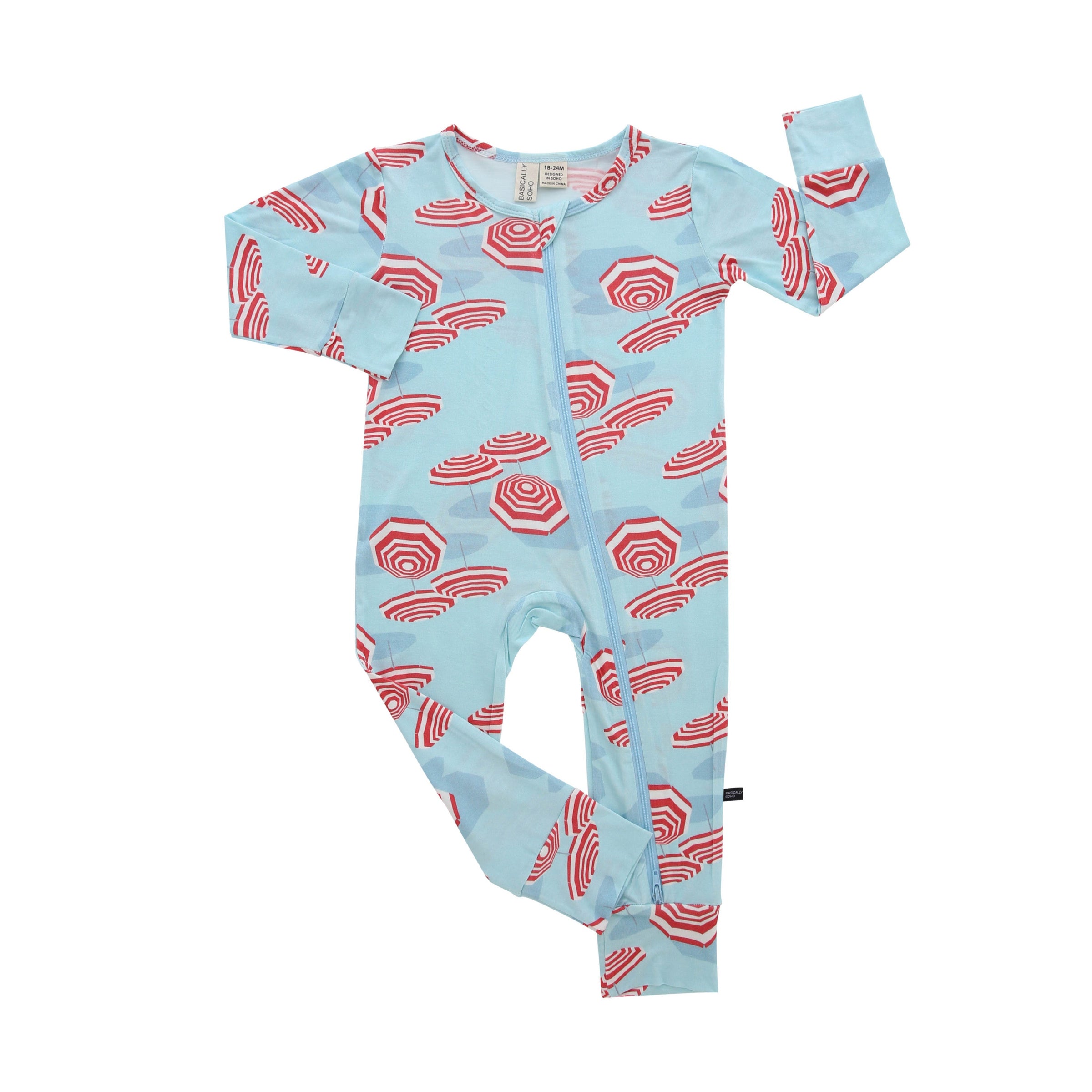 Amalfi Coast Red Beach Umbrella Zippered Romper