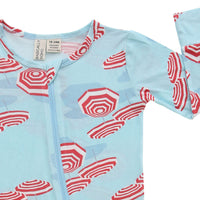 Amalfi Coast Red Beach Umbrella Zippered Romper