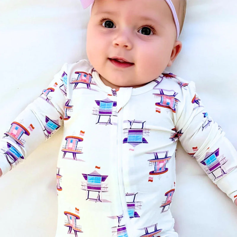 Miami Beach Watch Pink Zippered Romper - BIG FRENCHIES