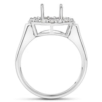 0.48 Carat Genuine White Diamond 14K White Gold Semi Mount Ring - holds 8.00mm Round Gemstone