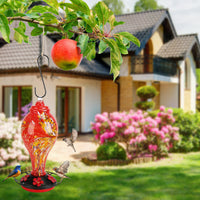 1Pc Glass Hummingbird Feeder 33OZ Hand Blown Hummingbird Feeder With 5 Flower Feeding Port Perch Ant Moat Hanging Hook S