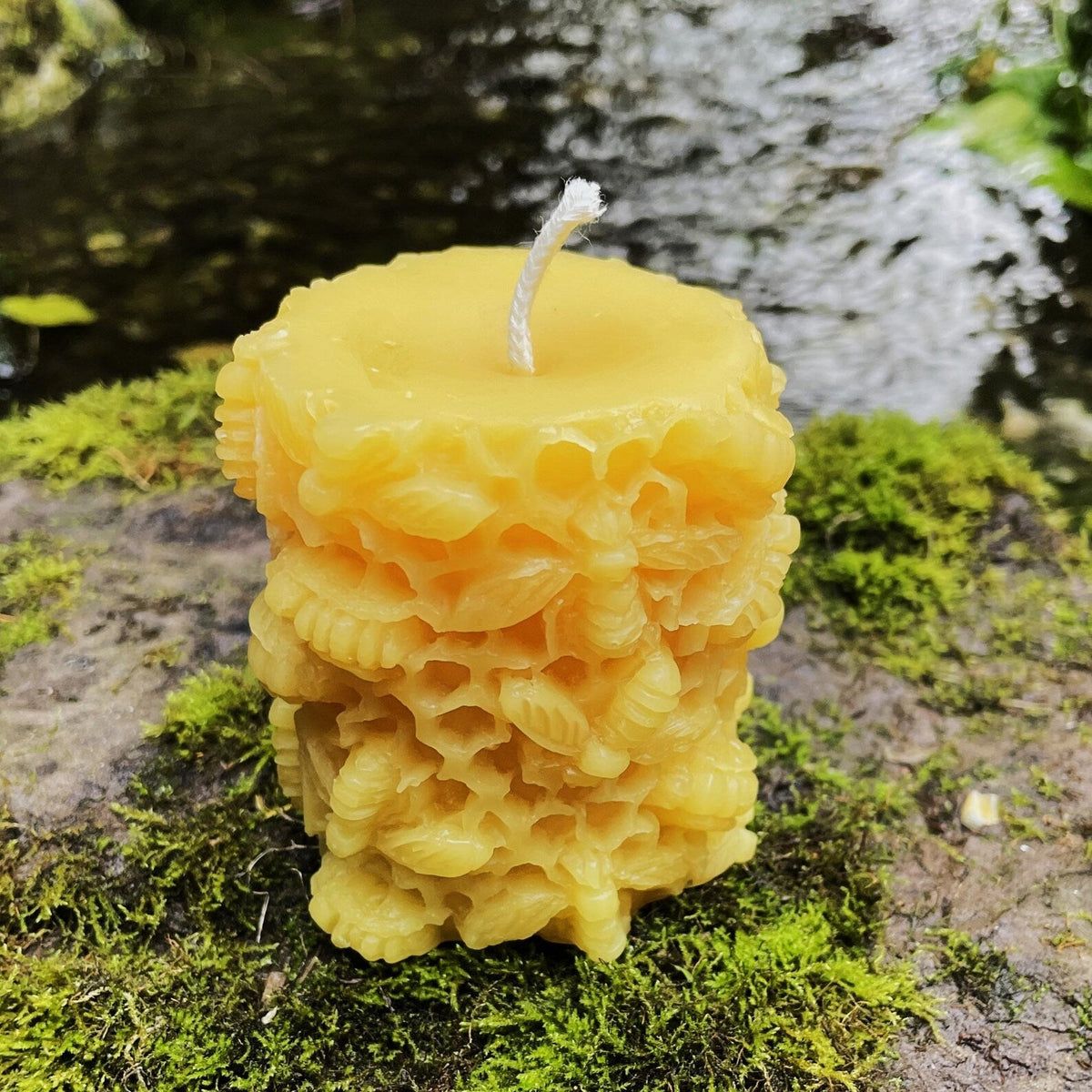 Honeycomb Bees Beeswax Pillar Candle