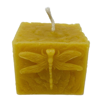 Square Dragonfly Beeswax Pillar Candle