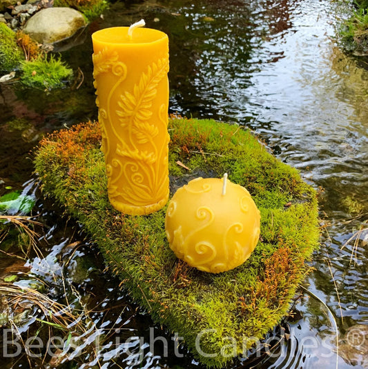 Fern Beeswax Candle Set Sphere & Pillar - BIG FRENCHIES