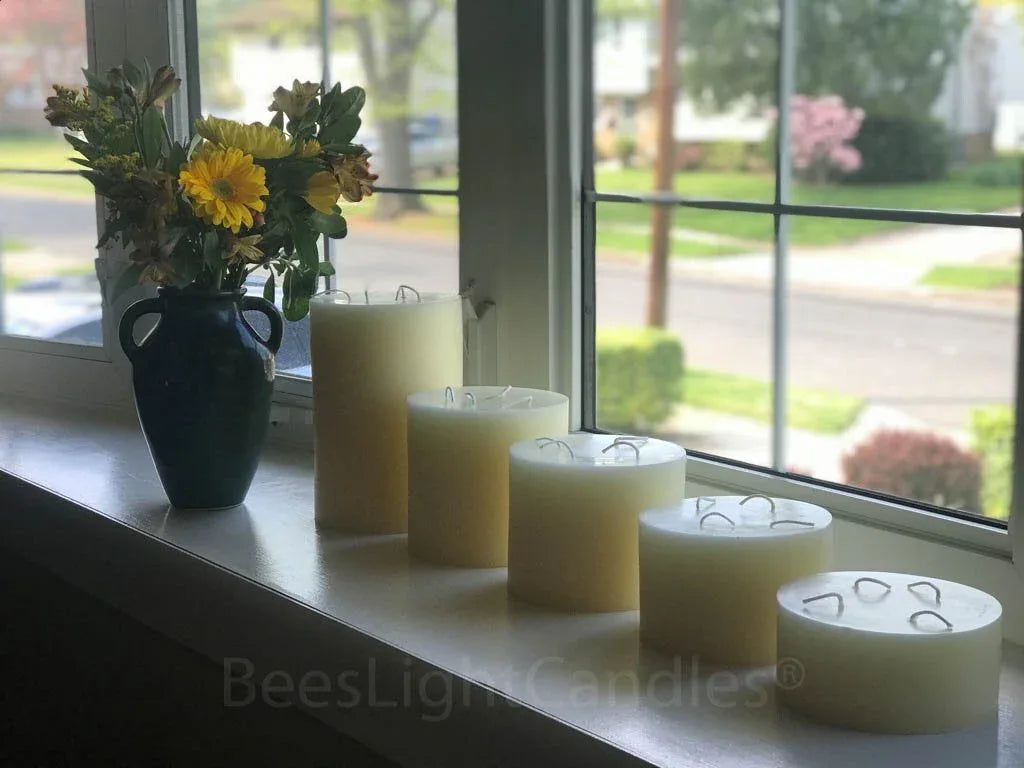 Giant Six Inch Wide White Beeswax 4 Wick Candles - BIG FRENCHIES