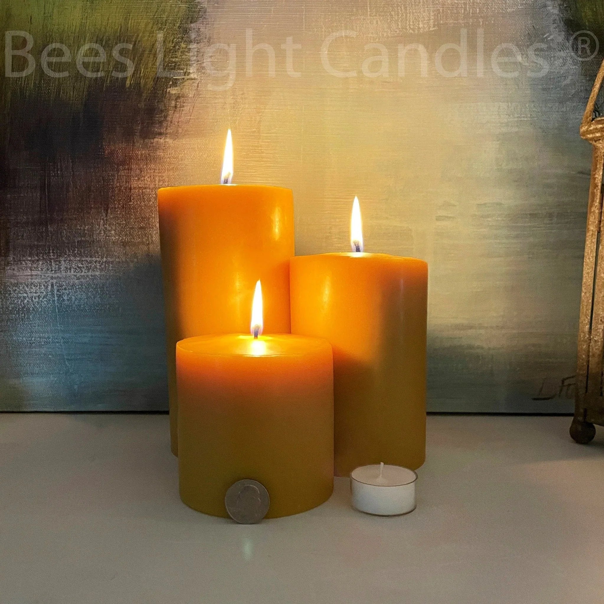 Four Inch Wide Beeswax Pillar Candles Full Set - BIG FRENCHIES