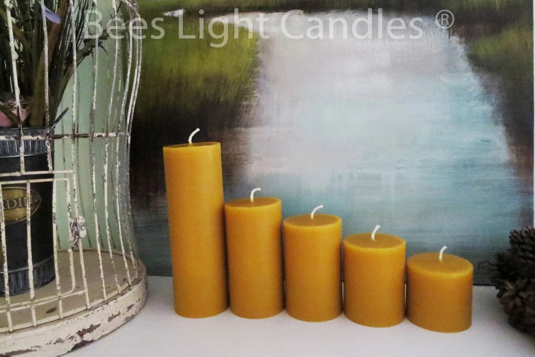 3 Inch Yellow Beeswax Pillar Candles - BIG FRENCHIES