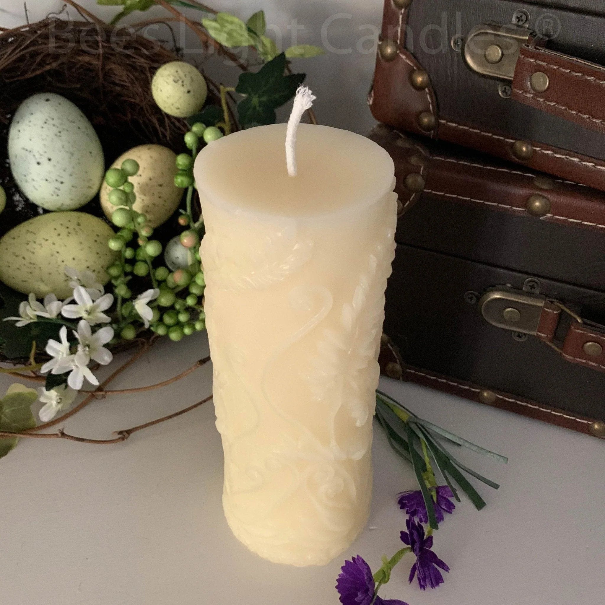 Fern Pillar Beeswax Candle - BIG FRENCHIES