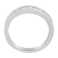 18K White Gold Round Diamond 1/2 Cttw Channel Band Ring