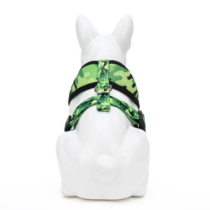 EcoBark Camo Dog Harness - Over-the-Head Dog Vest Halter for Small to Medium Dogs and Puppies - BIG FRENCHIES