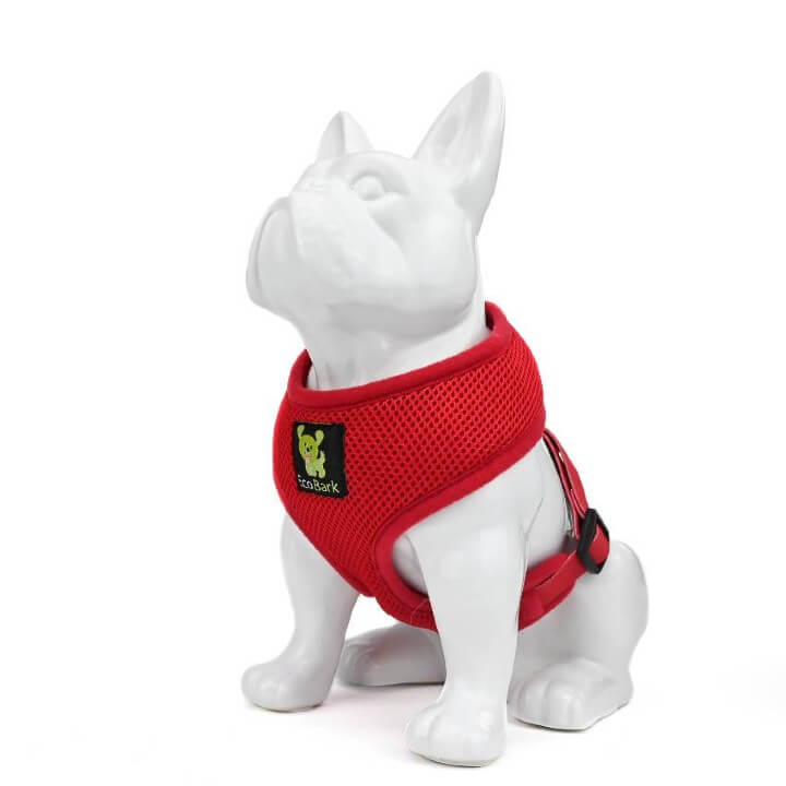 EcoBark Chery Red Dog Harness - Over-the-Head Soft Mesh Dog Vest Halter for Small to Medium Dogs and Puppies - BIG FRENCHIES