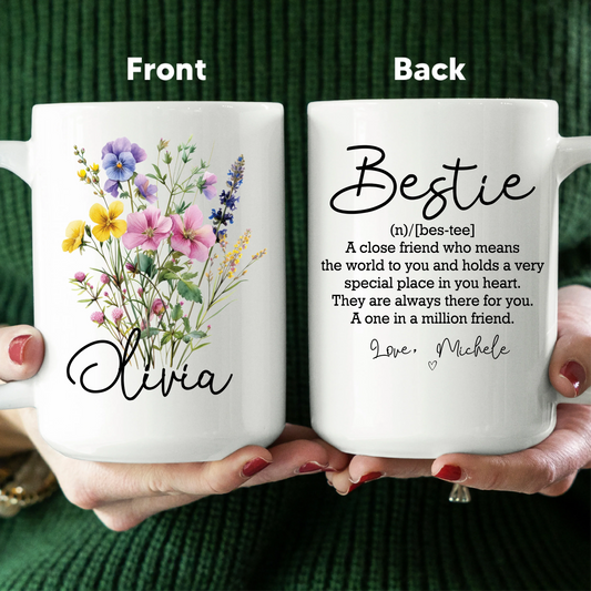 Bestie Definition Floral Custom Friendship Mug - BIG FRENCHIES