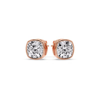 Cushion Diamond Bezel Set Solitaire Certified Stud Earrings