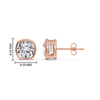 Cushion Diamond Bezel Set Solitaire Certified Stud Earrings