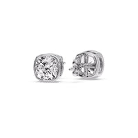 Cushion Diamond Bezel Set Solitaire Certified Stud Earrings