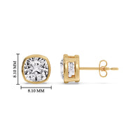 Cushion Diamond Bezel Set Solitaire Certified Stud Earrings