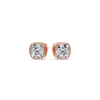 Cushion Diamond Bezel Set Solitaire Certified Stud Earrings