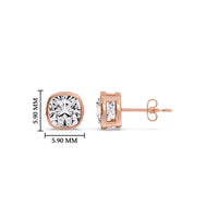 Cushion Diamond Bezel Set Solitaire Certified Stud Earrings