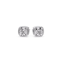 Cushion Diamond Bezel Set Solitaire Certified Stud Earrings