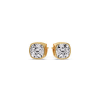 Cushion Diamond Bezel Set Solitaire Certified Stud Earrings
