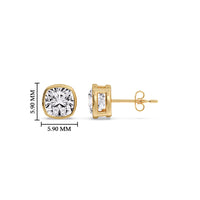 Cushion Diamond Bezel Set Solitaire Certified Stud Earrings