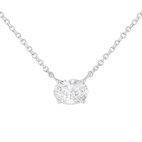 IGI Certified 14k White Gold 1/2 cttw Lab Grown Oval Shape Solitaire Diamond East West 18" Pendant Necklace (E-F Color, VS1-VS2 Clarity)