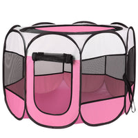 Pink-Blue Options -- 1Pc Portable Foldable Pet Tent Exercise Pen Kennel Removable Zipper Top And Bottom Water Resistant 