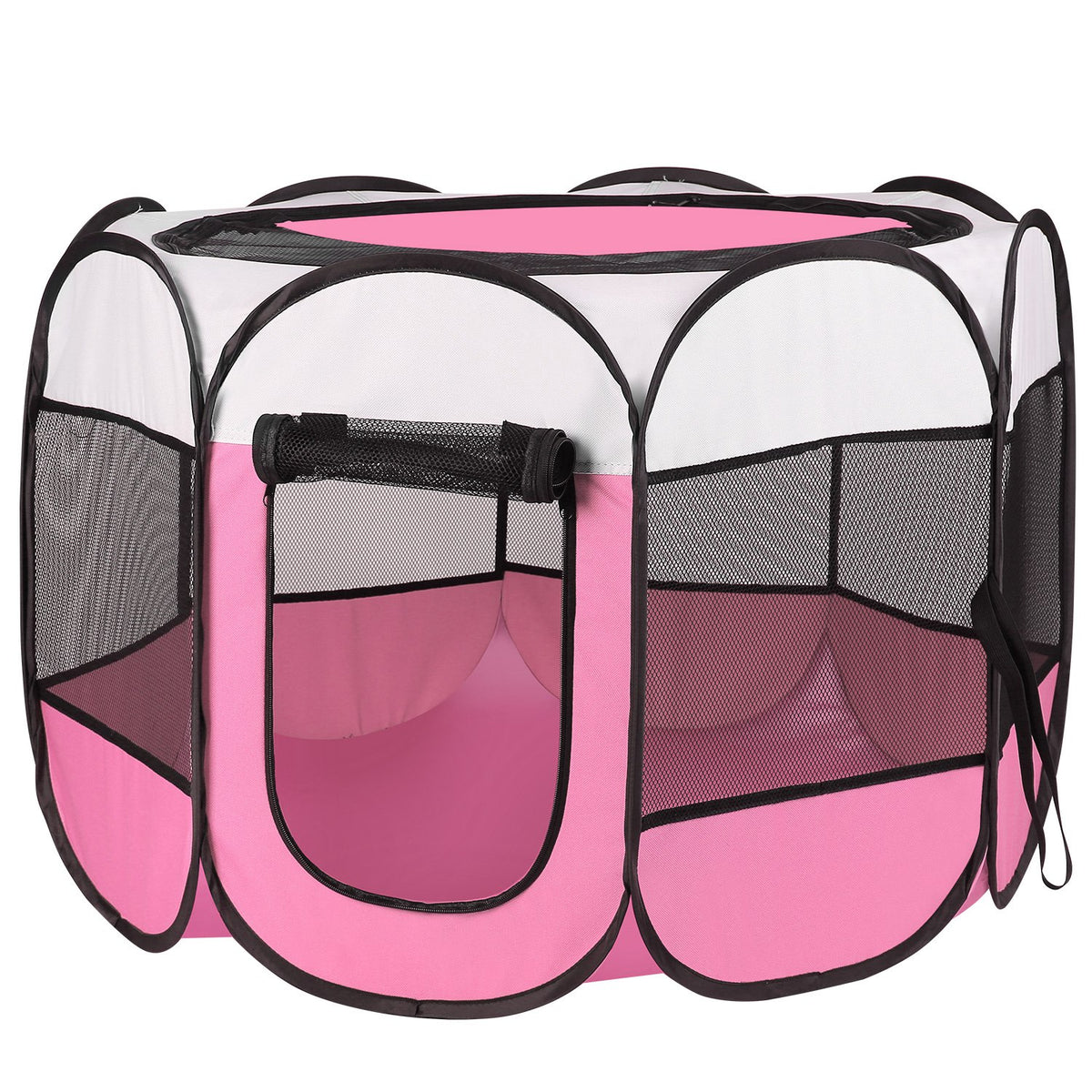 Pink-Blue Options -- 1Pc Portable Foldable Pet Tent Exercise Pen Kennel Removable Zipper Top And Bottom Water Resistant 