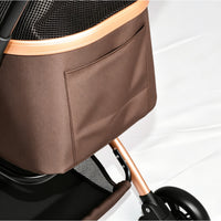Pet Stroller for Dogs and Cats, 2-in-1 Detachable Foldable 4 Wheels Pet Stroller, Quick One-Hand Fold, Storage Basket, D