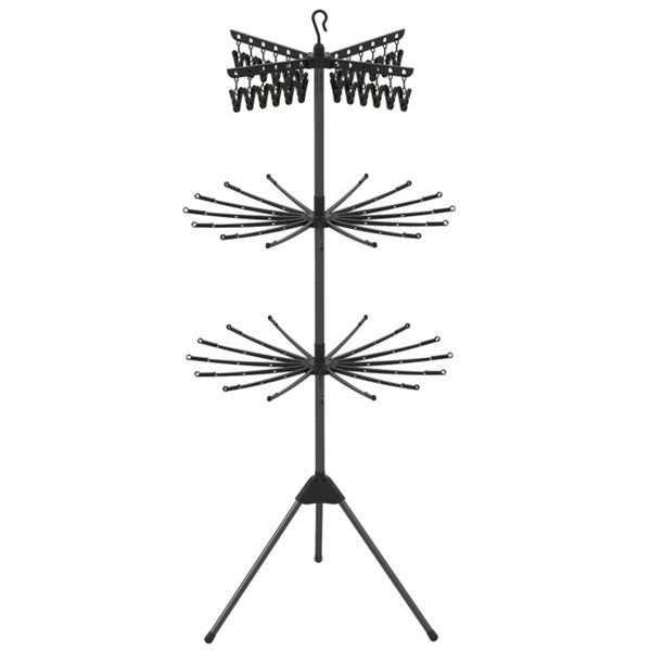 3-Tier Foldable Tripod Clothes Drying Rack With 24 Clips & 32 Rods, 70 Space Saving Laundry Dryer
