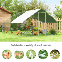 Large Chicken Coop Metal Chicken Run with Waterproof and Anti-UV Cover, Dome Shaped Walk-in Fence Cage Hen House for Out