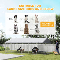 Heavy Duty Outdoor Dog Kennel With Waterproof Roof, 2 Secure Latches, Chain Link Dog Run For Backyard, 20' X 10' X 7'For
